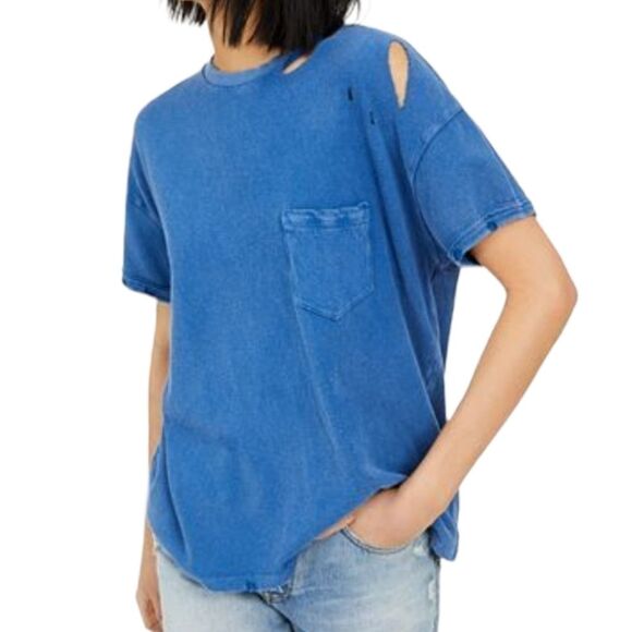 FREE PEOPLE Rubi Ripped‎ T shirt Sz XSMALL - Picture 7 of 14